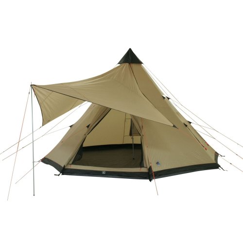 10T Shoshone 400 - 8-Personen Tipi Pyramiden-Zelt eingenähte Bodenwanne Vordach-Segel WS=5000mm