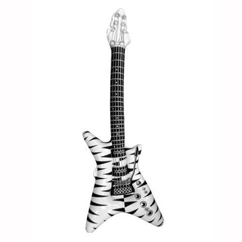 Aufblasbare Gitarre - Luftgitarre Rock Glam Poser V-Form schwarz-weiß