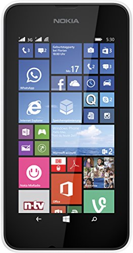 Nokia Lumia 530 Smartphone inkl. Hülle (10,2 cm (4 Zoll), Dual-SIM, 1,2GHz Snapdragon Quad-Core Prozessor, 512MB RAM, 5 Megapixel Kamera, Bluetooth, USB 2.0, Win 8) weiß