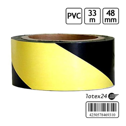 33 Meter Absperrband Kennband schwarz / gelb Warnband selbstklebend