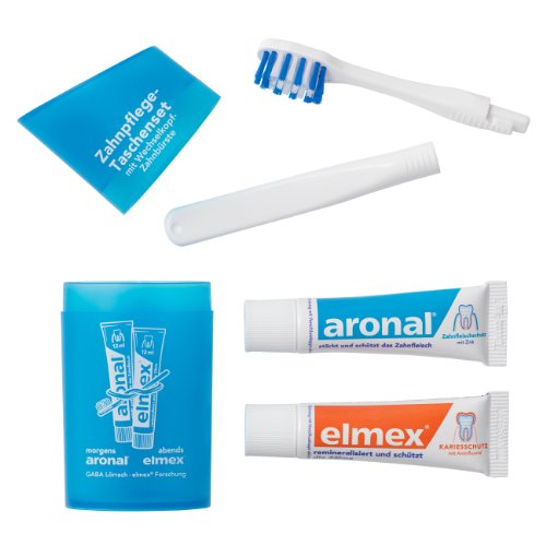 Elmex Zahnpflege-Taschenset (Reise-Zahnbürste und Zahnpasta) blau 1 Stück